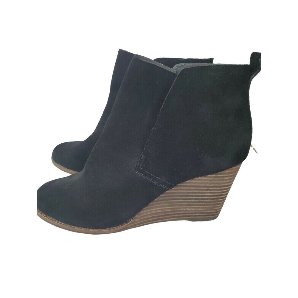Lucky Brand Women's Black Leather‎ Suede Wedge Booties Size 12